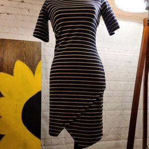 Asymmetrical black and cream dress